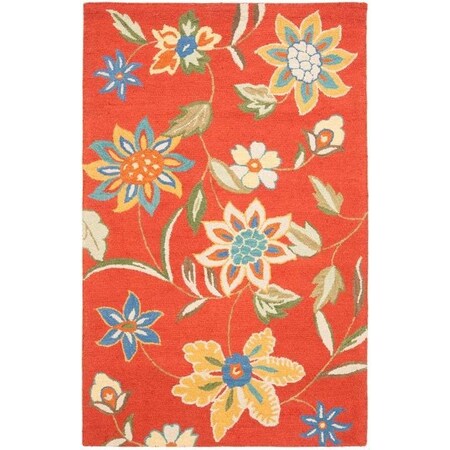 Safavieh 6 x 6 ft. Round Country and Floral Blossom- Rust and Multi Hand Hooked Rug BLM673A-6R